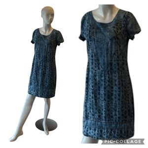 Agate Re Chec Republic Tencel Ikat Print Denim Dress Size 36/Small